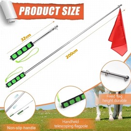 CHSG 7 PCS Horse Training Flag Suit, Includes Five Colored Flag 44x44cm, 2-Meter Telescopic Flag Pole, And One Stainless Steel Buckle, Suitable For Equestrian Fields, Competition Signals, Guidance