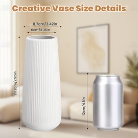 Cexovo Keramik Vase,Blumenvase Keramik Vasen für Blumen, Dekorative Vasen für Pampasgras Deko, Modern Kleine Vase für Home Wohnzimmer Esstisch Bauernhaus Büro Dekor Weiß