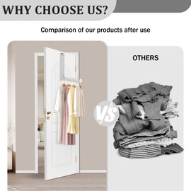 Upriver 2 Pack Over The Door Hangers for Clothes, Foldable 6 Grooves Over The Door Drying Laundry Hooks, Heavy Duty Portable Clothes Drying Racks for Hanging Clothes Coat Towels