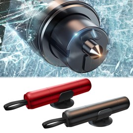 Pack of 2 Car Safety Hammer, Emergency Hammer Car with Belt Cutter, Compact Portable Emergency Hammer Car, Multifunctional Seat Belt Cutter, Emergency Hammer for Car, Bus