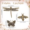 WEBEEDY 3 Styles Brass Butterfly Dragonfly Bee Figurines Gold Animal