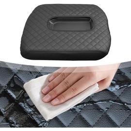RichVibe - Funda para consola central 2019-2024, 2021-2024 //, protector de reposabrazos de cuero con correas elásticas, color negro
