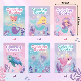 ANGOLIO 24Pcs Mermaid Ocean Coloring Books for Kids in Bulk Mermaid Party Favors Color by Number Theme Activity Books Mermaid Birthday Mini Coloring Books for Kids Favor Bag Filler