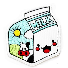 Nipitshop Patches Box Milk Newborn Students School Supermarket Cartoon Kid Patch Symbol Jacket T-Shirt Patch Sew Iron on Embroidered Sign Badge Costume