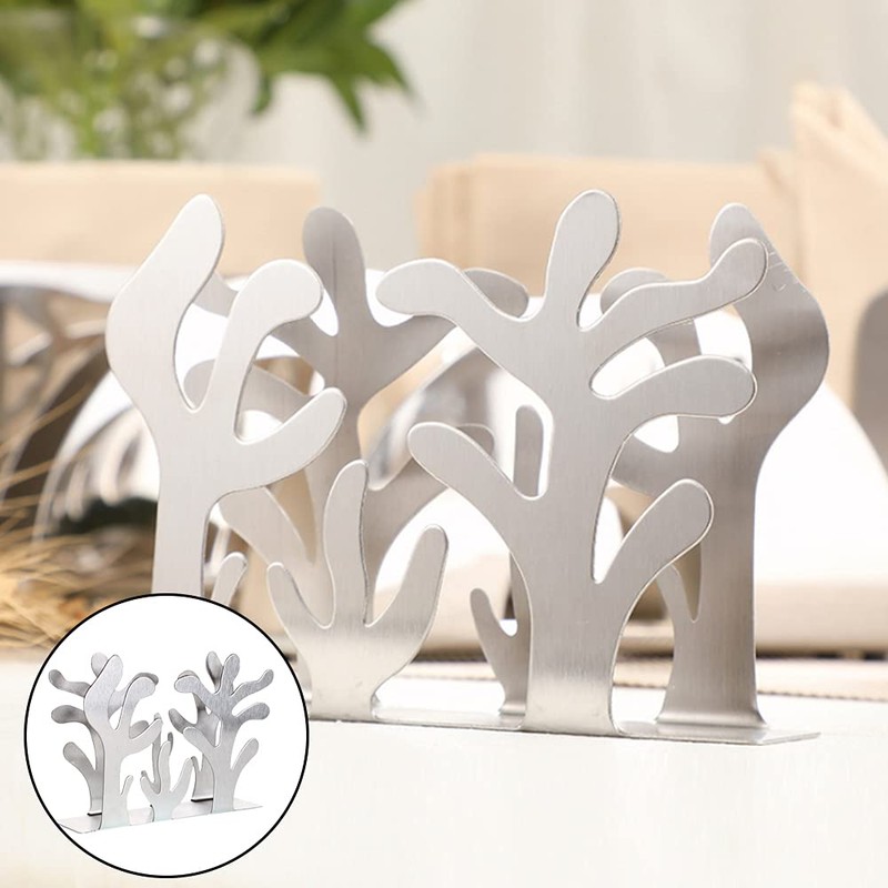 Stainless Steel Napkin Holder Silver Plants Shape Serviette Holder Modern