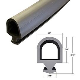 Black Silicone Bulb Type Gasket Weatherstrip, 3/8" Width, 3/16" Backing - 20 Ft.