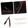 FRCOLOR Stainless Steel Barber Blade Holder Ebony Handle Traditional Shaving