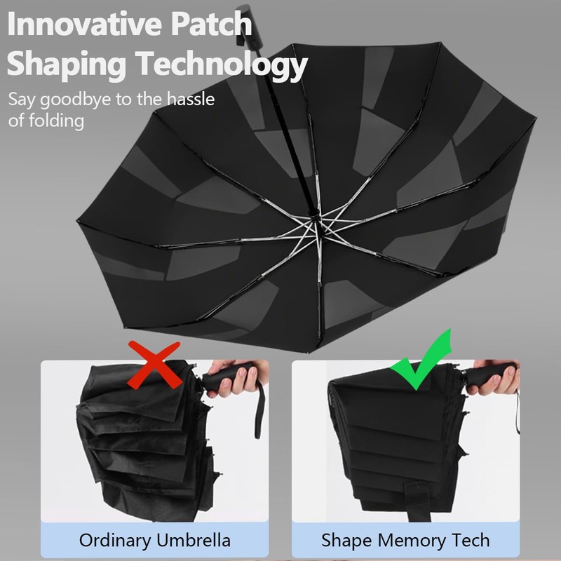 ZOMAKE Automatic Open Close Folding Umbrella- 3 Seconds Shape Memory