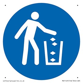 Mandatory: Use litter bin Sign - 85x85mm - S85