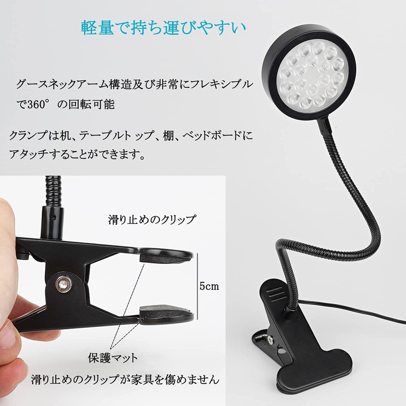LED Black Light - UV Ultraviolet Clip Light, 5W, USB