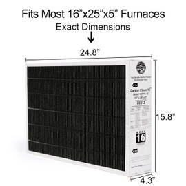 Lennox X6672 16x25x5 Furnace Filter, Lennox Healthy Climate Carbon Clean Merv 16 Home Air filter for HVAC system with Wholesalehome Cleaning Cloth