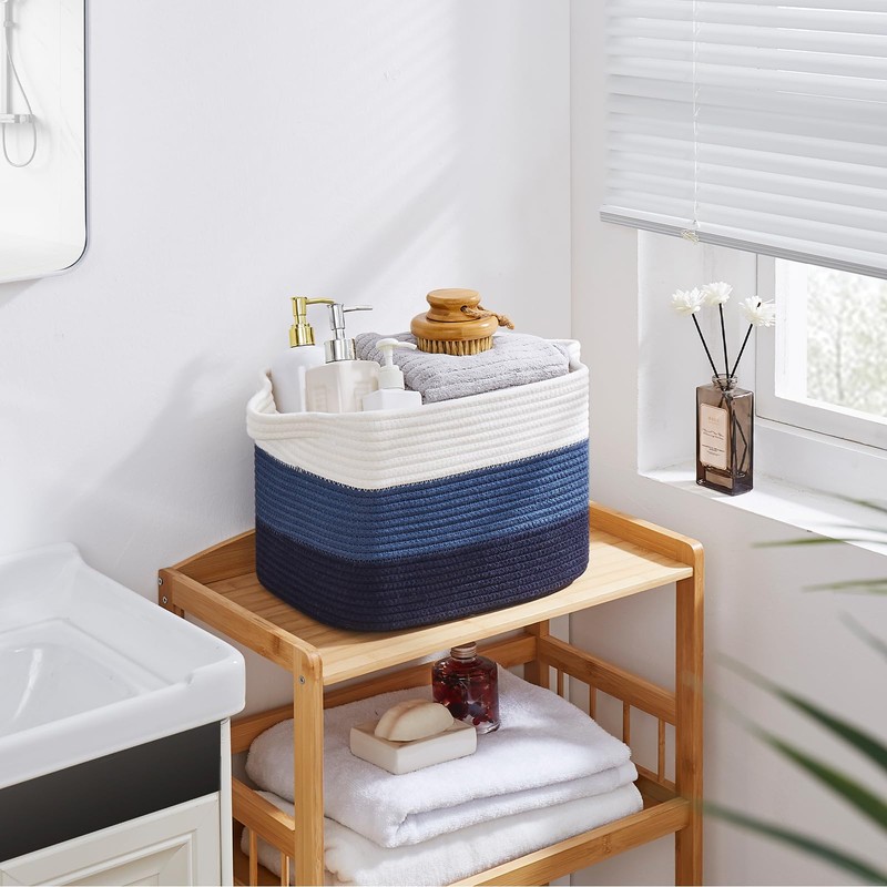 OIAHOMY Storage Basket, Woven Baskets for Storage, Cotton Rope Basket
