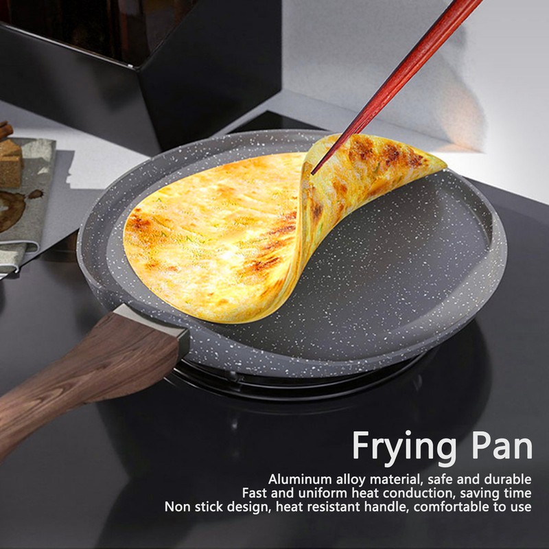 Flat Bottomed Pancake Pan Grey Aluminum Alloy Cooking Pan Non