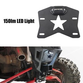 Pikioraz UTV License Plate Bracket, RZR License Plate Holder with LED Light, Aluminum Universal License Plate Frame Mount for Polaris RZR, Can Am Maverick X3, Kawasak, Golf cart