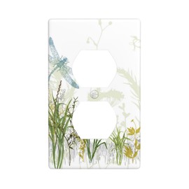 Wild Flower Dragonfly 1 Gang Duplex Light Switch Cover Plates Decorative Electric Outlet Covers Decorator Wall Switch Plate Receptacle Plug Covers 4.5 * 2.76 Inches