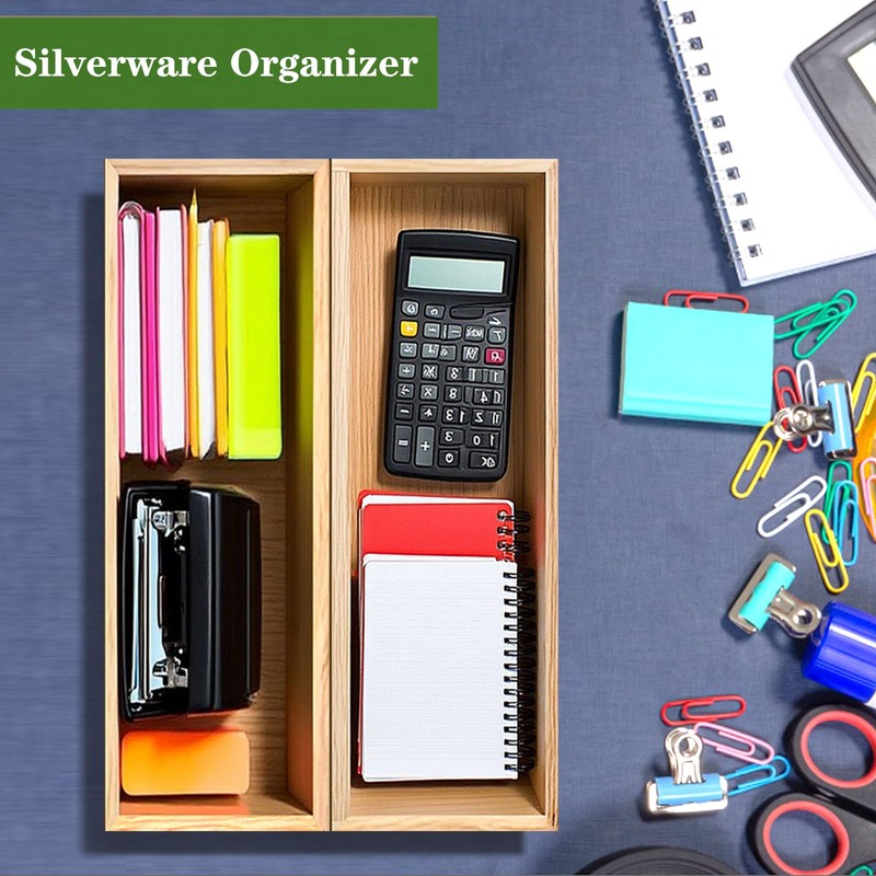 guiogc Bamboo Drawer Silverware Organizer, Flatware Organizers, Multi-purpose Bamboo Storage