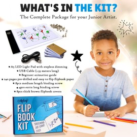 Flip Book Kit - LED Lightbox for Drawing and Tracing & 240 Sheets Animation Paper for Flip Books A5 Flipbook Kit: Led Light Box/Light Tablet for Tracing Flip Book Paper with Screws Flipbook Light Pad