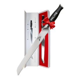 Zelite Infinity 10 Inch Serrated Bread Knife for Homemade Bread — Razor Sharp German High Carbon Stainless Steel Bread Cutting Knife for Sourdough Bread; Ergonomic Handle - Luxurious Gift Box