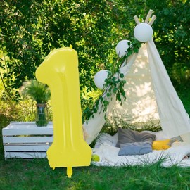 YFHVJTKO 40 Inch Yellow Number 1 Foil Balloons 1st Celebration Decorations for 1st Birthday Party Wedding Bridal Shower Engagement Photo Shoot Anniversary Decoration, (Yellow Number 1)