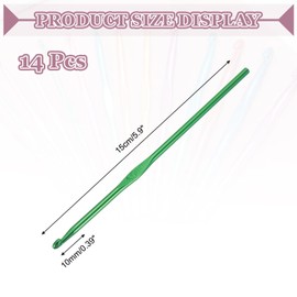 MECCANIXITY Crochet Hook Set, 14Pcs 4mm Aluminum Ergonomic Crochet Needle for Knitting Craft Yarn Beginners, Green