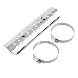 Universal Metal Exhaust Heat Shield Auto Motorcycle Motorbike Exhaust Muffler Pipe Heat Shield Heat Insulation Cover Heel Guard Straight(Silver) Heat shields/wraps exhaust heat shield