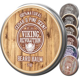 Viking Revolution - Bálsamo para barba, aroma de cedro y pino con aceites de argán y jojoba, estilos, fortalece y suaviza barba y bigotes