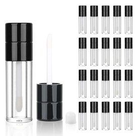 COSIDEA 20 Tubos De Brillo Labial Vacíos Negros Redondos De 4 Ml Y 0,13 Oz Con Varita, Recipientes Para Brillo Labial Para Envasar Aceite Labial