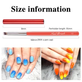 SILPECWEE 1pc Ombre Nail Brush, Acrylic Nail Art Brushes Nail Gradient Brushes Nail Painting Pen Ombre Brush for Gel Nails Manicure Design Brush Nail Art Tool