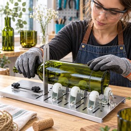 Adjustable Stainless Steel Glass Bottle Cutter Kit with Safety Gloves and DIY Accessories