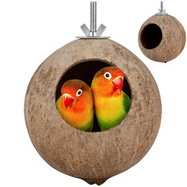 Bird Nest Cage - Hamster Bedding Breeding Place for Bird Cage Natural Coconut Shell for Rabbits Hamsters Budgies