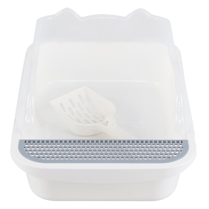Open Top Cat Litter Box with Scoop, Anti-Splashing High Side
