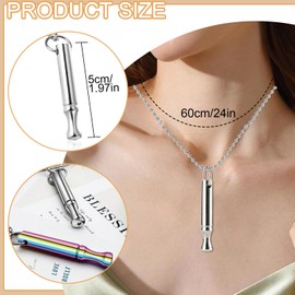 3PCS Breathing Necklace, Stainless Steel Anxiety Necklace, Breathing Exercises Necklace in 3 Colors, Portable Stainless Steel Whistle Necklaces for Men Women Meditation