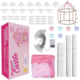 Volscity Princess Tent with LED Star Lights,Kids Castle Play Tent for Girls,Large Playhouse Girl Toy Gifts Age 3+,Indoor and Outdoor Games 55.5"x 53"(DxH)