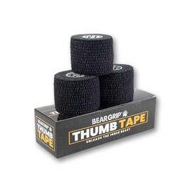 BEAR GRIP Lifting Thumb Tape - Easy-Tear Hook Grip Tape | All Black/3 Rolls