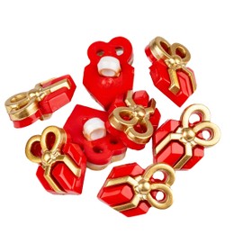 Mibo - 8 botones de vástago de resina de nailon de 2 piezas, regalo de Navidad con lazo, 28 L (18 mm), color rojo con lazo dorado satinado