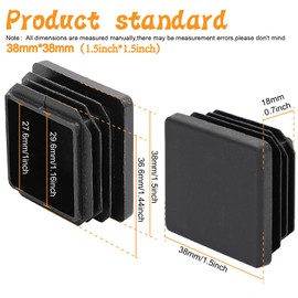 30pcs 1-1/2inch Steel Pipe Plastic Plug Pipe Tubing End Cap Plastic Plugs Square Plastic Plug Chair Glide Plastic End Caps Square Plug