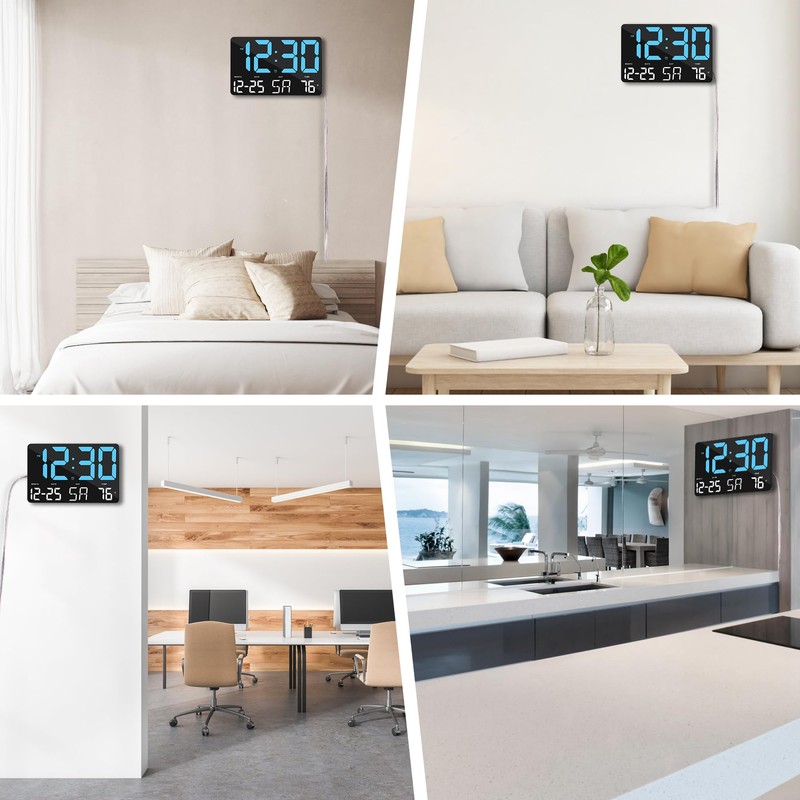 SZELAM Digital Clock Large Display,11.5" Digital Wall Clock with Remote