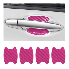 4PCS Car Door Handle Protector Sticker, Universal Carbon Fiber Anti-Scratches Auto Door Handle Protective Film, Car Door Side Paint Cover Guard Stickers Fit for Most Car Handles (Pink)