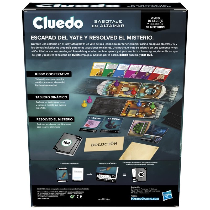 Hasbro Juegos Cluedo Escape Sabotaje Alta Mar + 10 AÑOS