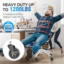 Simple Trending Office Chair Wheels (Set of 5) - Incredibly Smooth & Quiet Casters with Universal Fit - Safe for Hardwood Floors & Carpet - Heavy-Duty Chair Wheels Support 1200lbs, Easy Installation