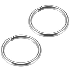 TOP-VIGOR 2Pcs Welded O-rings, 30mm Outer Dia 3mm Thickness Multi-Purpose 201 Stainless Steel O Rings, Smooth Strapping Welded Round Rings for Hardware Bags Ring Hand DIY Accessories and Dog Leas