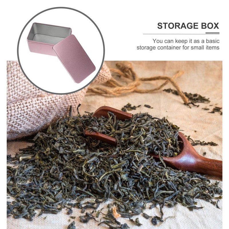 NUOBESTY - Contenedor rectangular de hojalata para alimentos con hojas