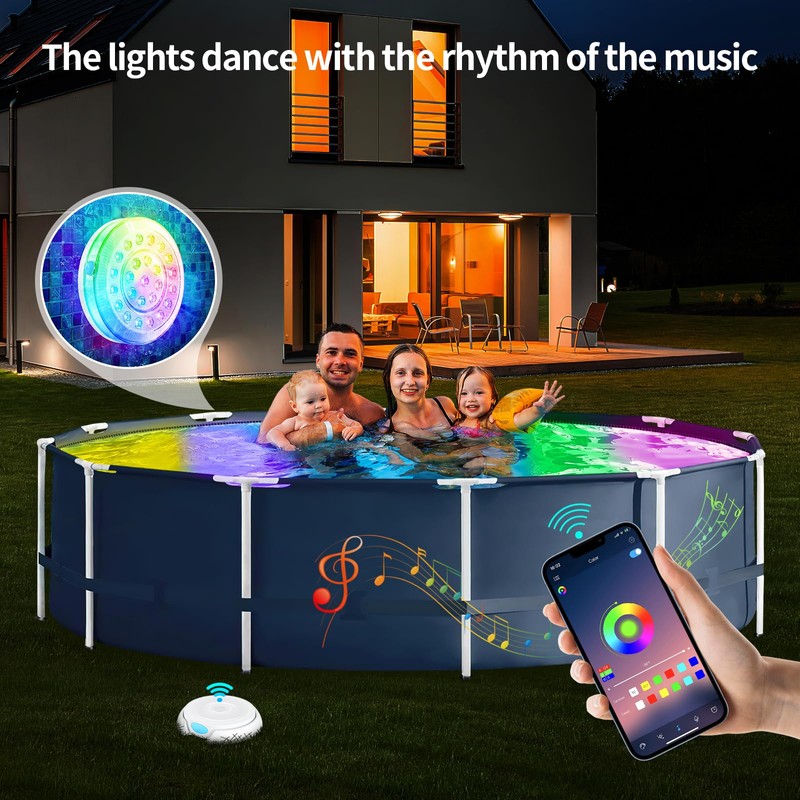 Homly Rechargeable Submersible Pool Lights with Wireless APP Control, Waterproof