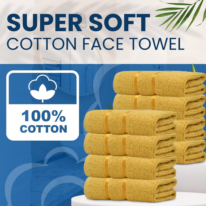 Towelogy® Luxury Egyptian Cotton Face Cloth Flannel Fingertip Towels Set