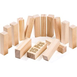 B&Z Pine Wood Carving Blocks Kit-15 Pcs - Premium Quality Smooth Unfinished Wood Blocks Whittling Blocks for Wood Carving Hobby Kit (10cm x 2.5cm x 2.5cm)