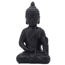10" Ceramic Buddha Sculpture - Contemporary Black Seated Buddha Statue - Decorative Table Accent For Home, Office, Yoga Studio. Gift Idea