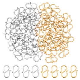 UNICRAFTALE About 60Pcs 2 Colors S-Hook Clasps 304 Stainless Steel Necklace Clasp Connectors Metal S Hooks Clasps for Necklace Bracelet Jewelry Making and DIY Crafts 12mm Long