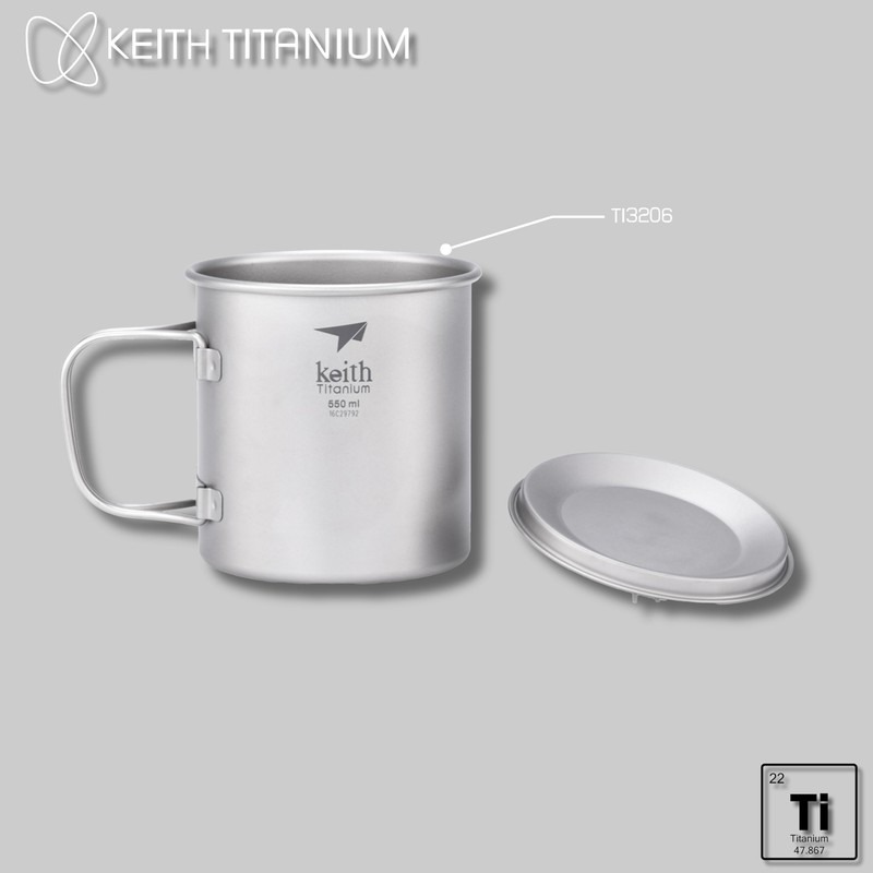 Keith titanium cup with double layers and lid Ti3206