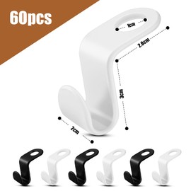 Clothes Hangers Hooks Space Saving Pack of 60 Clothes Hangers Connection Wardrobe Organiser Tie Holder for More Space and Order in the Cupboard (Black/White)