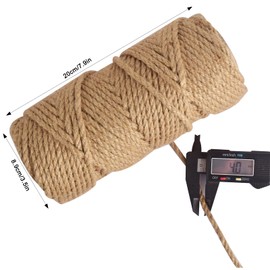 MJGG 4mm Jute Twine Rope 1/6 Inch 164 ft Natural Twine for Craft Projects Cat Scratcher Scratching Post Tree Gardening Art Artworks Home Decoration Twine Bulk Heavy-Duty Wedding Decor, Brown(4mm,50m)